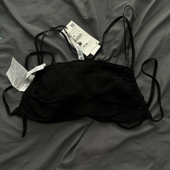 Zara Tops - Zara Open Back Black Linen Top